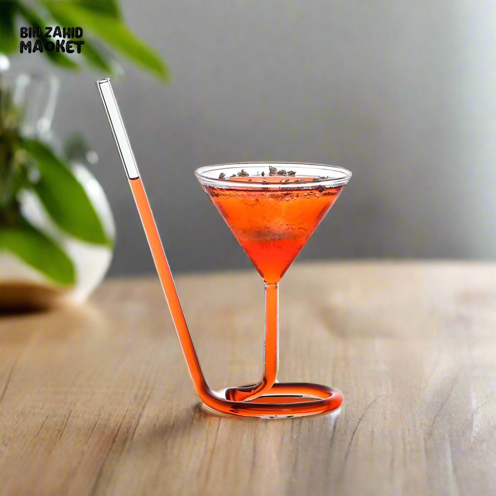 TRENDY & AESTHETIC GLASS FOR MOCKTAILS COCKTAILS & PARTIES - SPIRAL STRAW COCKTAIL GLASS
