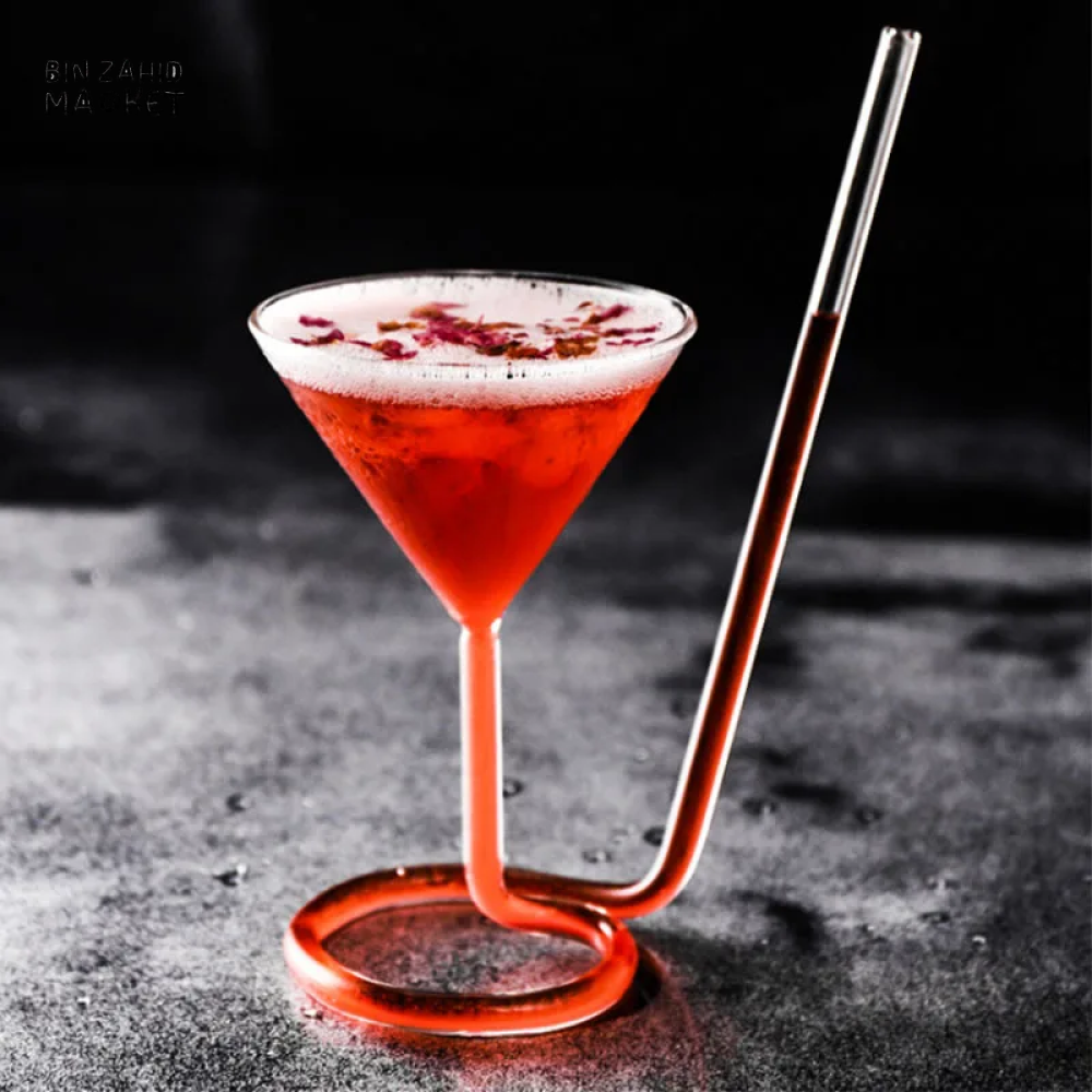 TRENDY & AESTHETIC GLASS FOR MOCKTAILS COCKTAILS & PARTIES - SPIRAL STRAW COCKTAIL GLASS