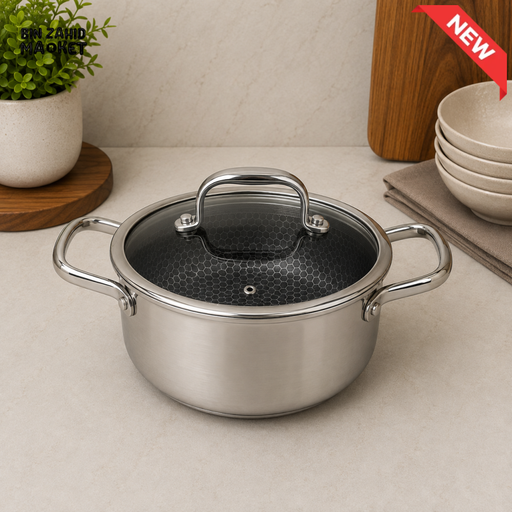 TRI-PLY STAINLESS STEEL CASSEROLE WITH GLASS LID - 20CM