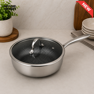 TRI-PLY STAINLESS STEEL DEEP FRY PAN WITH GLASS LID - 28CM