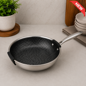 TRI-PLY STAINLESS STEEL HONEYCOMB FRYING PAN - 26CM