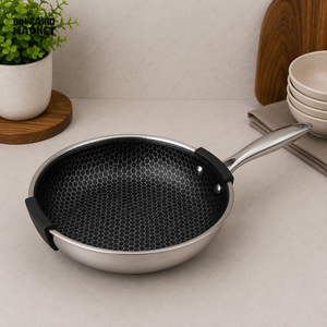 TRI-PLY STAINLESS STEEL HONEYCOMB FRYING PAN - 28CM