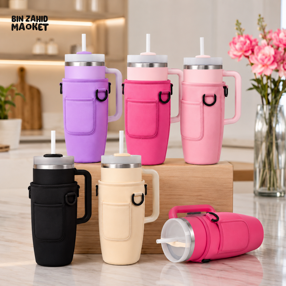 TUMBLER CARRIER POUCH | NEOPRENE CUP SLEEVE WITH FRONT POCKET - 1 PIECE
