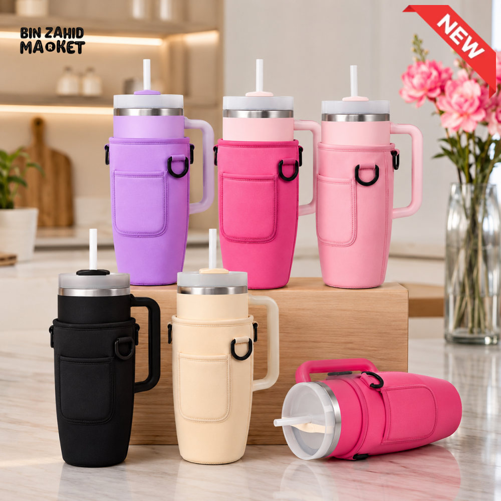 TUMBLER CARRIER POUCH | NEOPRENE CUP SLEEVE WITH FRONT POCKET - 1 PIECE