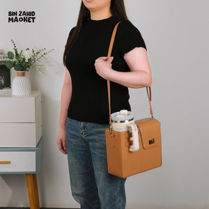 TUMBLERS CROSSBODY BAG – STYLISH PORTABLE ADJUSTABLE STRAP - BROWN