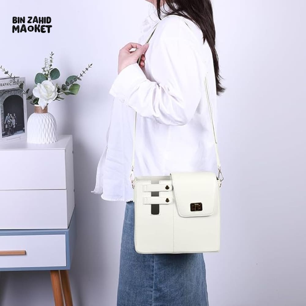 TUMBLERS CROSSBODY BAG – STYLISH PORTABLE ADJUSTABLE STRAP - WHITE
