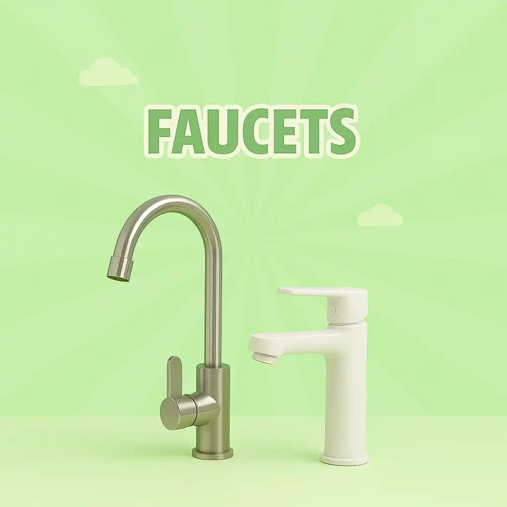 Two modern kitchen or bathroom faucets, one in brushed nickel and one in matte white.