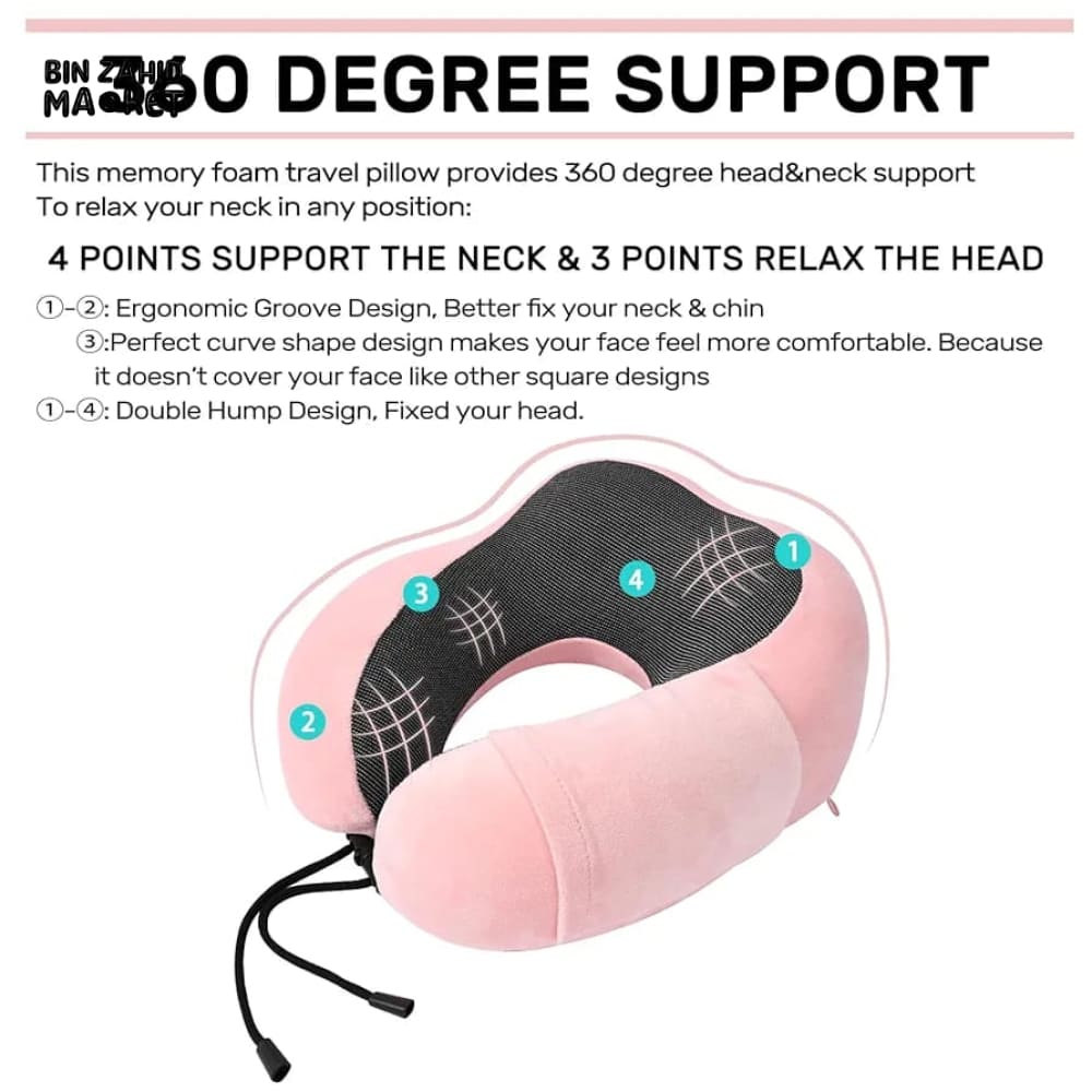 U-SHAPED MEMORY FOAM NECK PILLOW FOR TRAVEL – SOFT CERVICAL SUPPORT FOR AIRPLANE & CAR