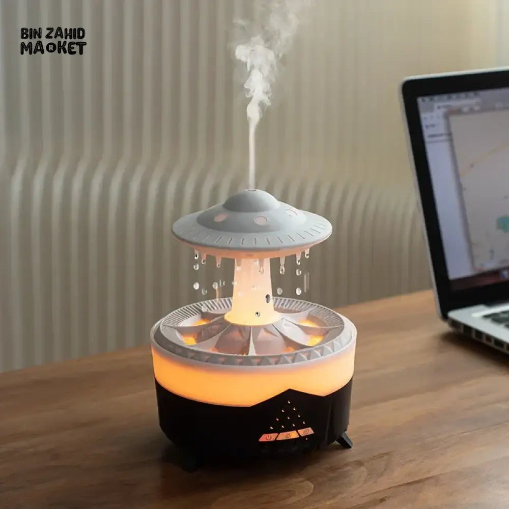UFO RAINDROP NIGHT LIGHT HUMIDIFIER 7 COLOR LED ESSENTIAL OIL DIFFUSER