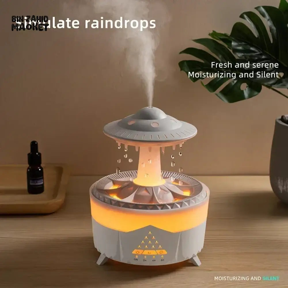 UFO RAINDROP NIGHT LIGHT HUMIDIFIER 7 COLOR LED ESSENTIAL OIL DIFFUSER