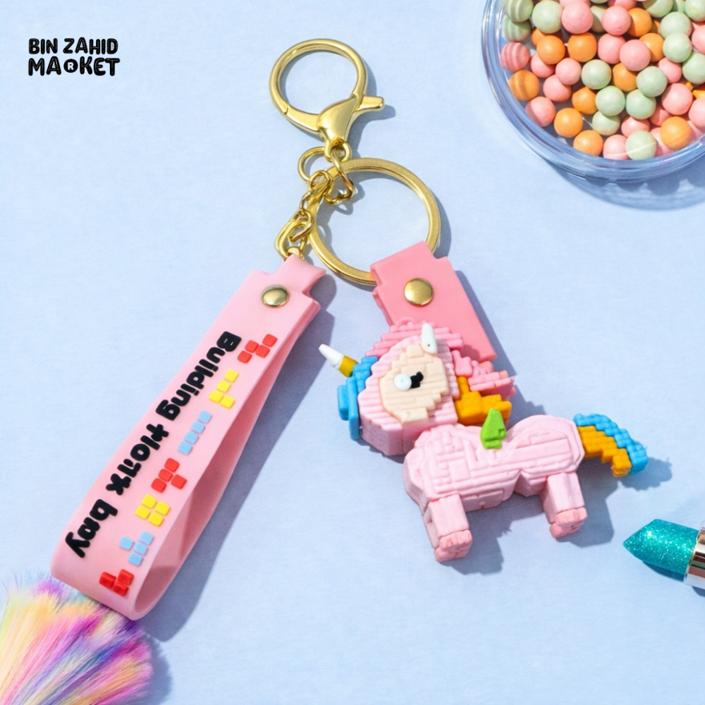 UNICORN KEYCHAIN WITH STRAP – CUTE BAG CHARM - Key Holders