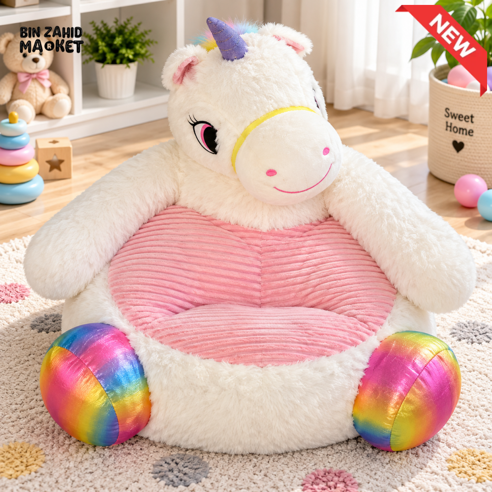 UNICORN PLUSH KIDS CHAIR WITH RAINBOW DESIGN