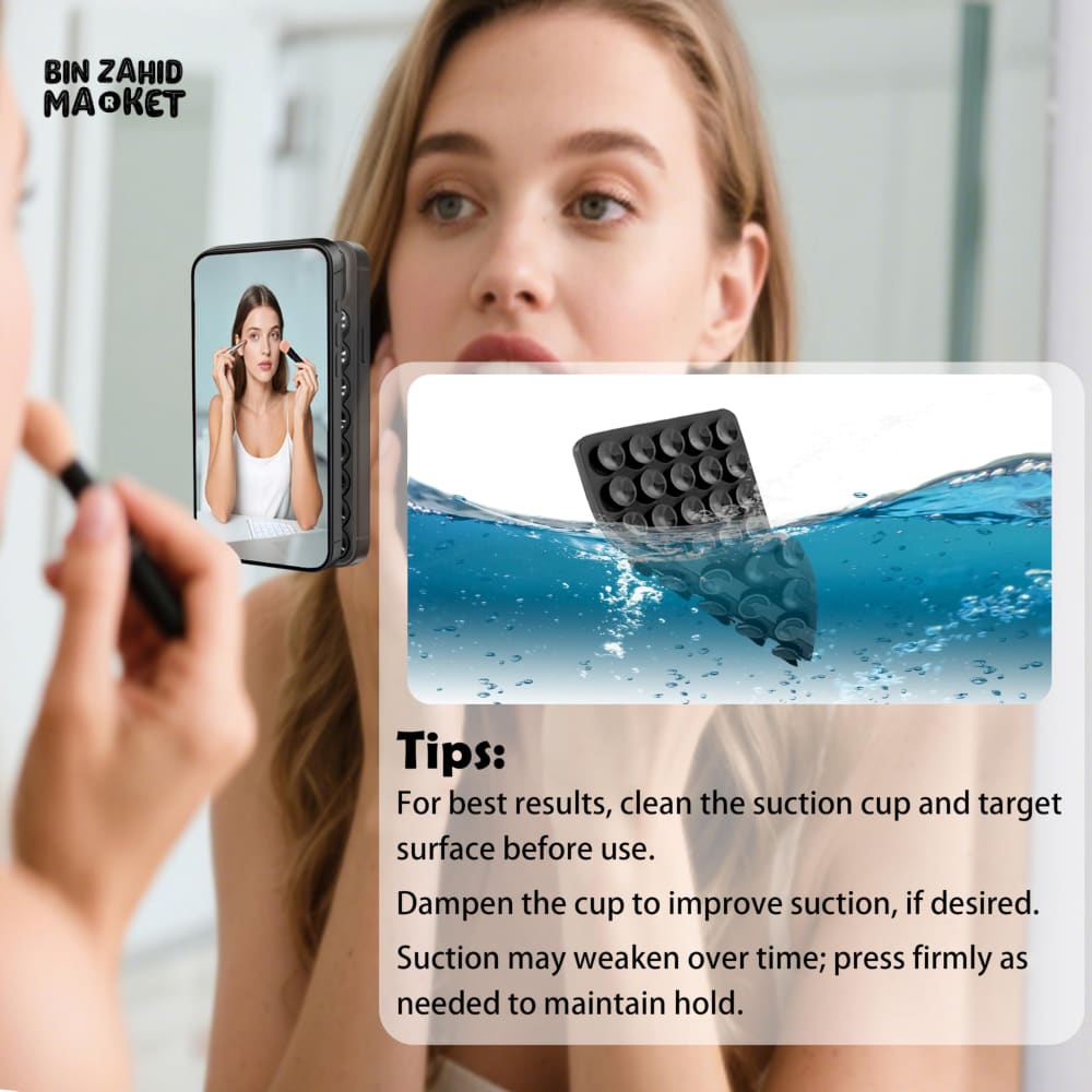 UNIVERSAL SUCTION PHONE MAT — STRONG GRIP WALL STAND WITH BACK STICKER