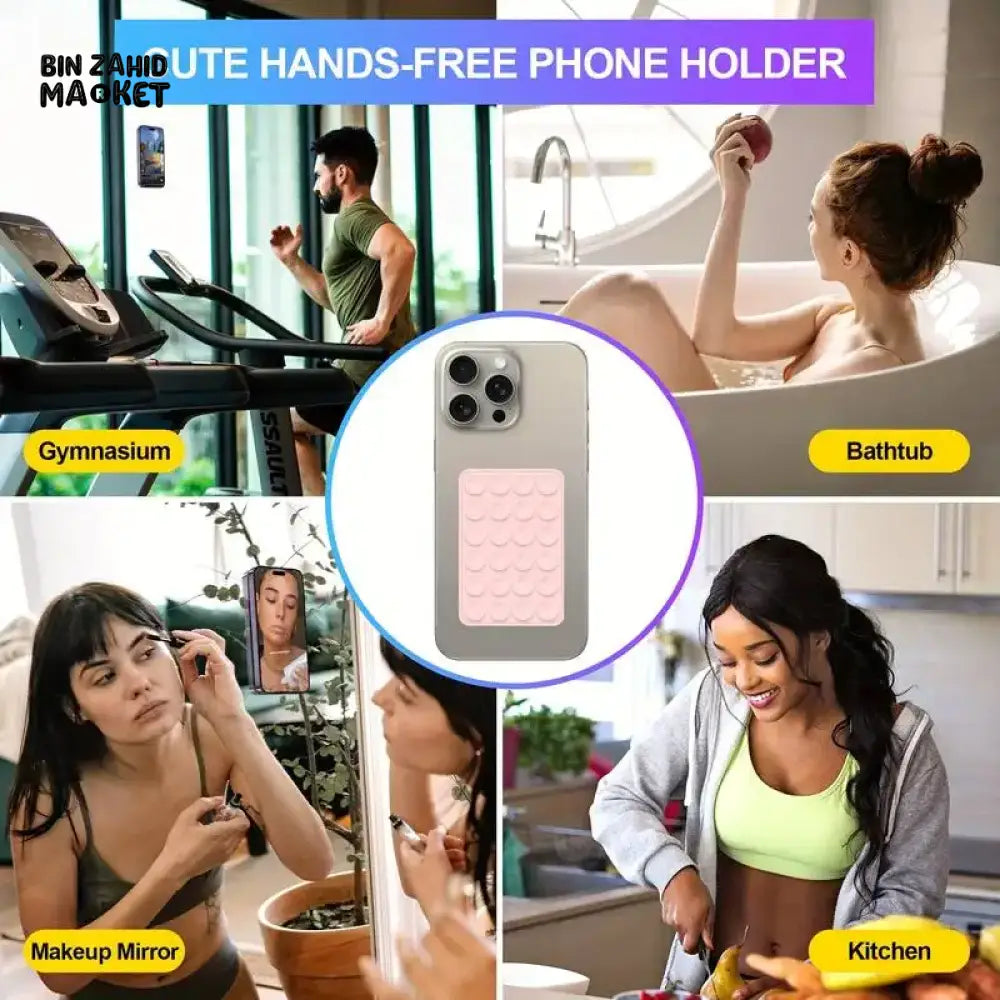 UNIVERSAL SUCTION PHONE MAT — STRONG GRIP WALL STAND WITH BACK STICKER