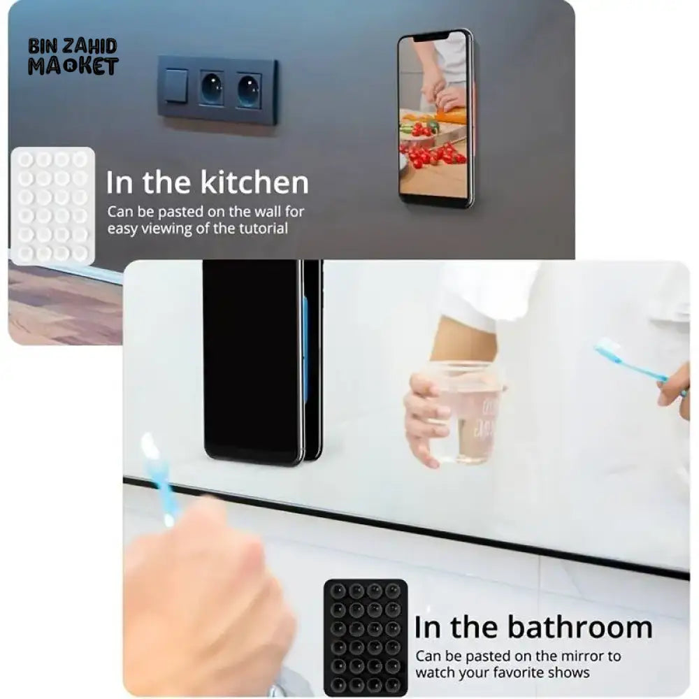 UNIVERSAL SUCTION PHONE MAT — STRONG GRIP WALL STAND WITH BACK STICKER