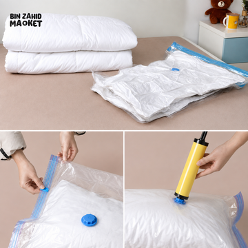 VACUUM COMPRESSION STORAGE BAGS WITH MANUAL AIR PUMP