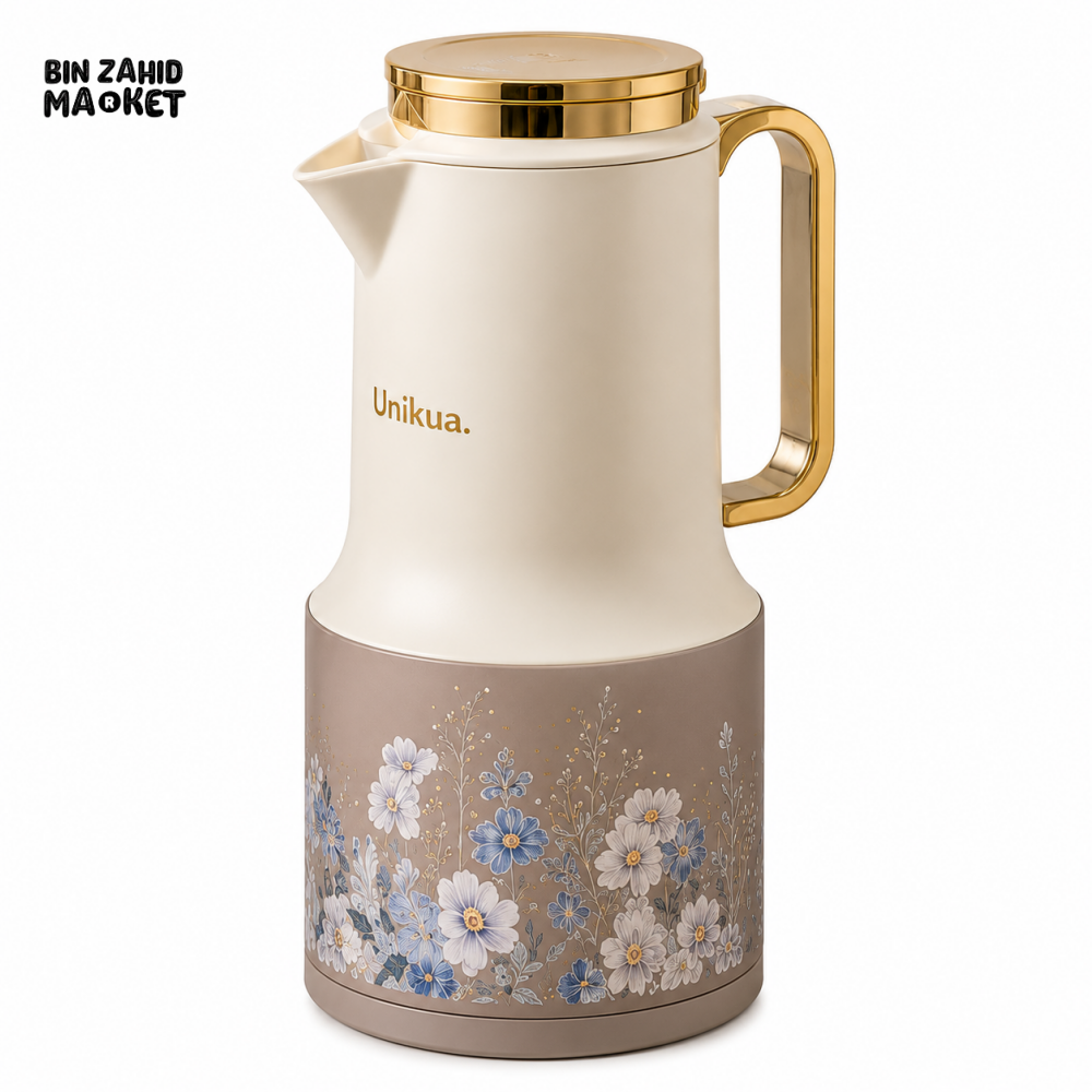 VACUUM INSULATED HOT & COLD FLORAL THERMAL JUG 1.0 LITER 1-PIECE - LIGHT BROWN