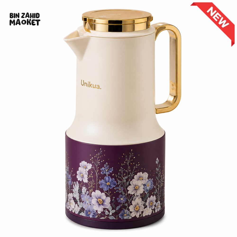 VACUUM INSULATED HOT & COLD FLORAL THERMAL JUG 1.0 LITER 1-PIECE - PURPLE