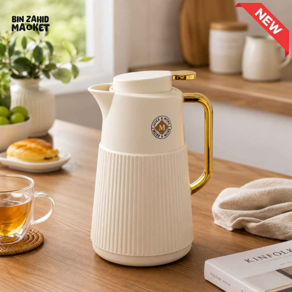 VACUUM INSULATED HOT & COLD THERMAL JUG – BLACK 1.0 LITER 1-PIECE - WHITE