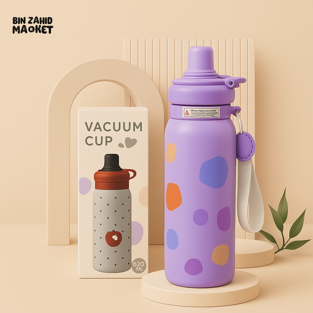 VACUUM INSULATED WATER BOTTLE 620ML STYLISH & DURABLE - PURPLE