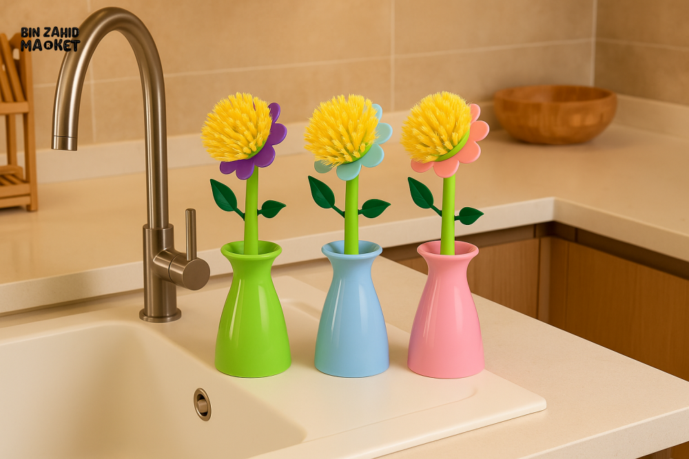 VASE SHAPE POT WASHING BRUSH – KITCHEN DISH SINK STOVE LONG HANDLE CLEANING TOOL