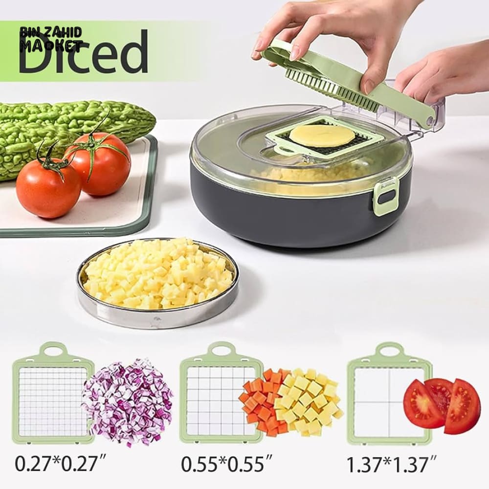 VEGETABLE CHOPPER & SLICER WITH DRAINING BASKET – ASSORTED COLORS