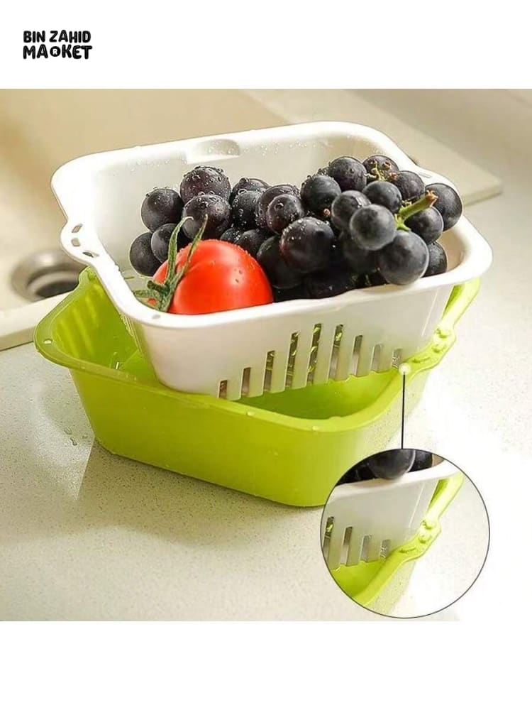 VEGETABLE & FRUIT WASHING BASKET – DOUBLE-LAYER SINK DRAINER