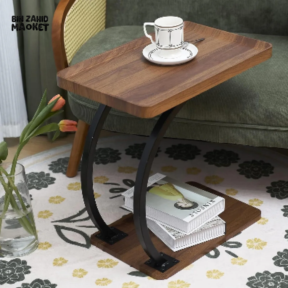 VERSATILE C-SHAPED SIDE TABLE FOR DINNING Brown