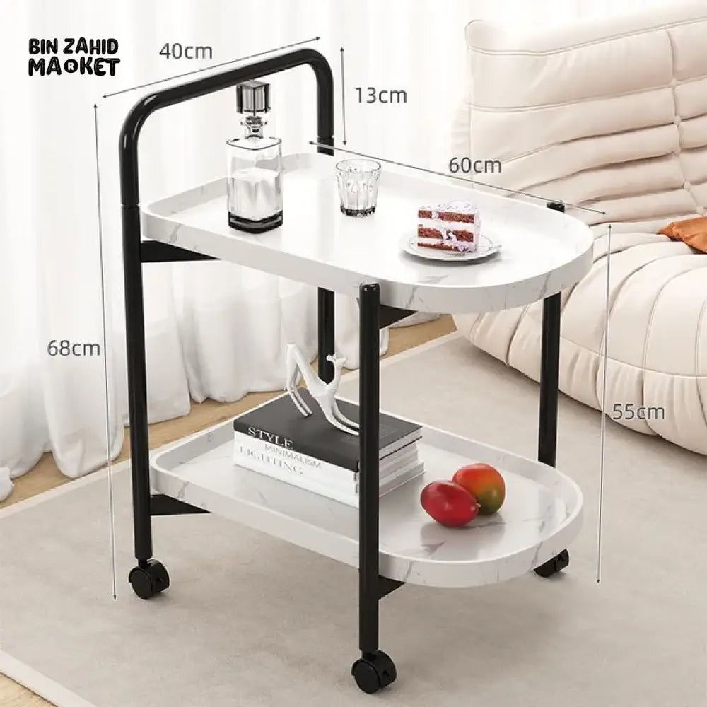 VERSATILE C-SHAPED SIDE TABLE FOR DINNING White