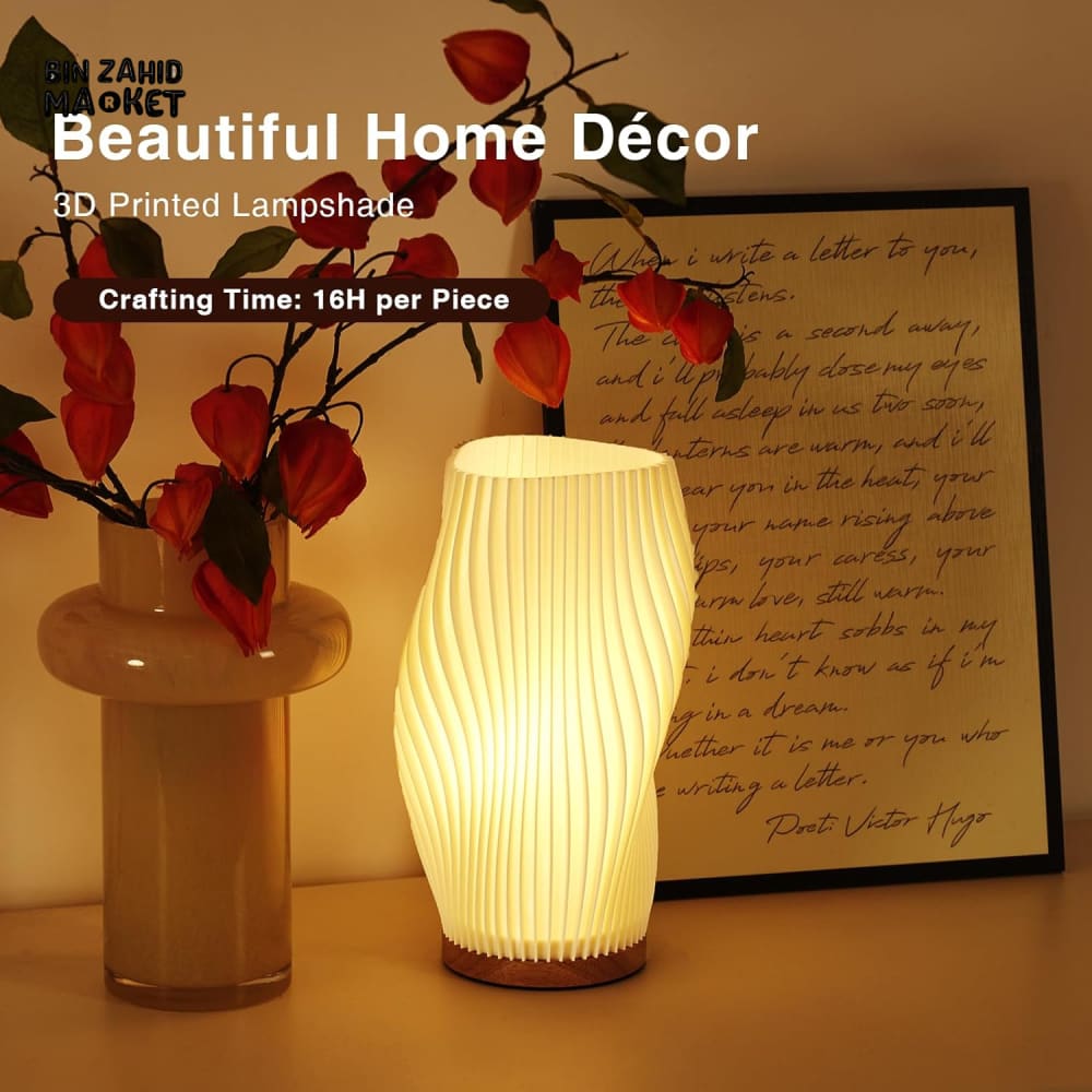 VINTAGE BOHO WAVE TABLE LAMP AND VASE – WARM COZY BEDSIDE & DESK MOOD LIGHT