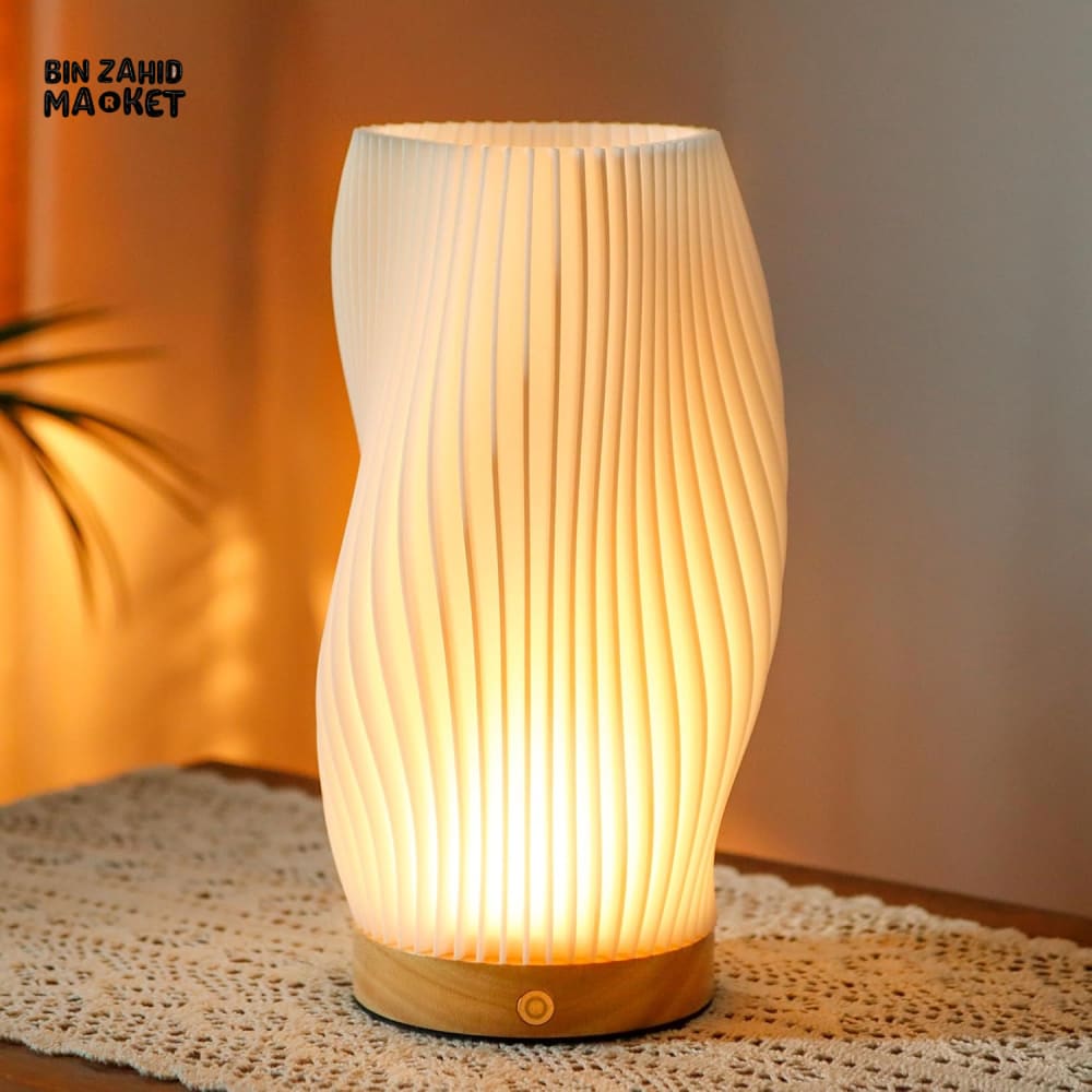 VINTAGE BOHO WAVE TABLE LAMP AND VASE – WARM COZY BEDSIDE & DESK MOOD LIGHT