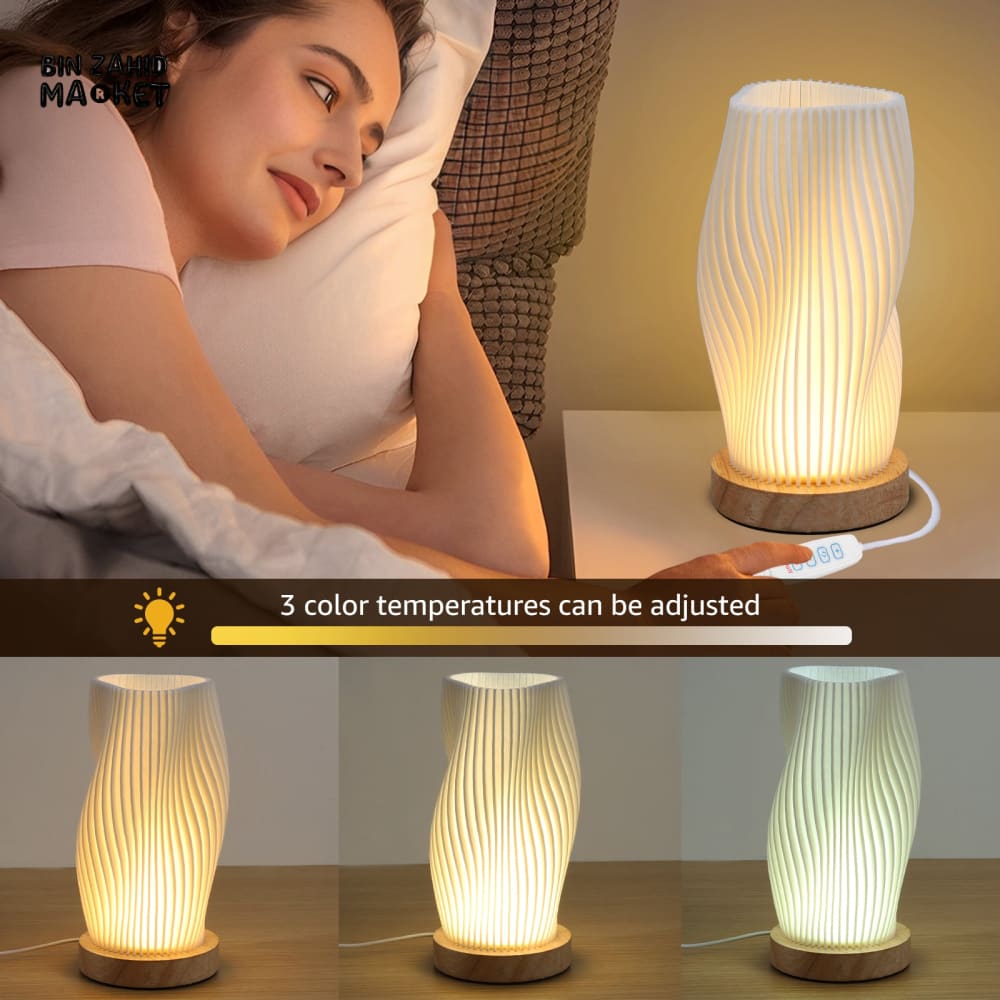 VINTAGE BOHO WAVE TABLE LAMP AND VASE – WARM COZY BEDSIDE & DESK MOOD LIGHT