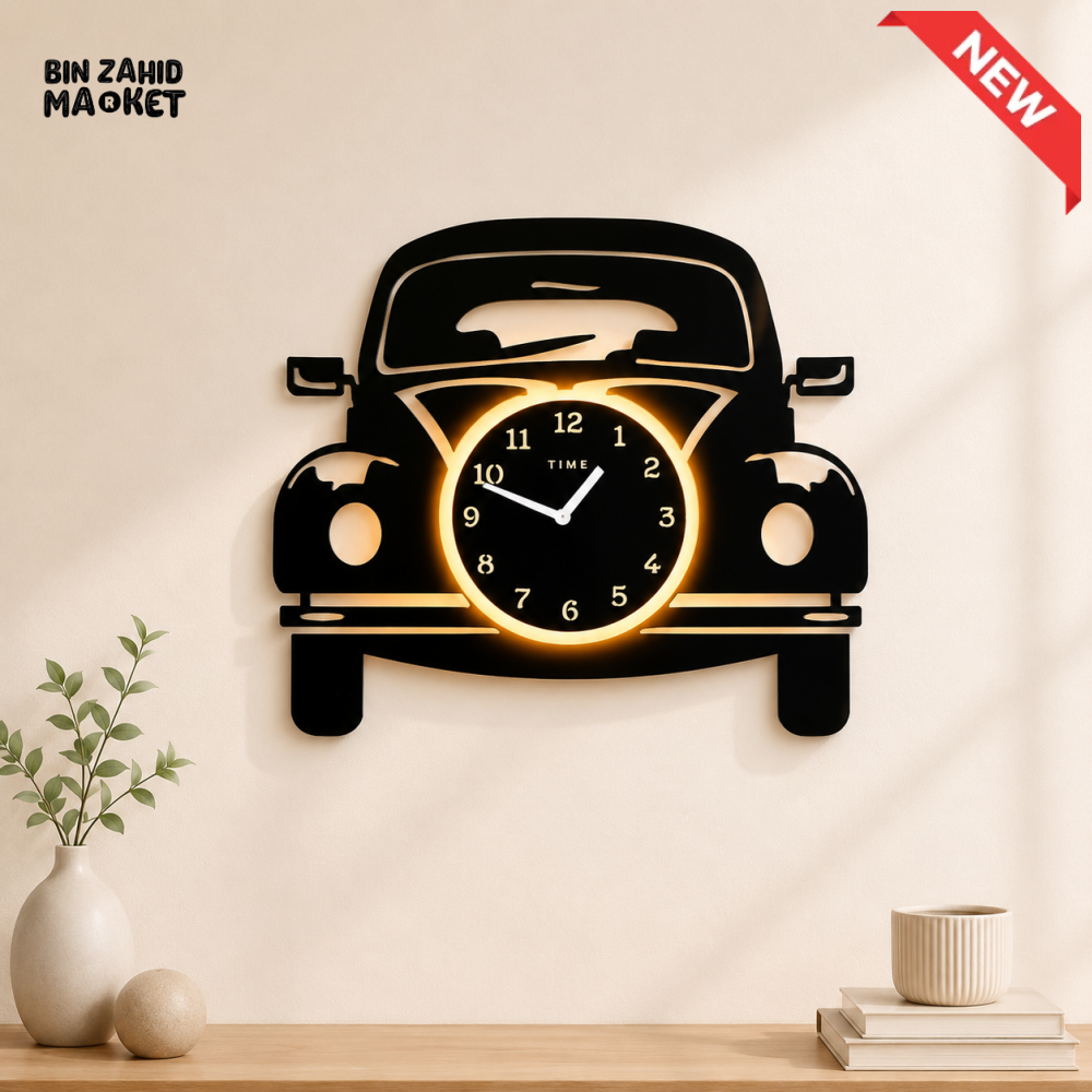 VINTAGE CAR DESIGN DECORATIVE WALL CLOCK
