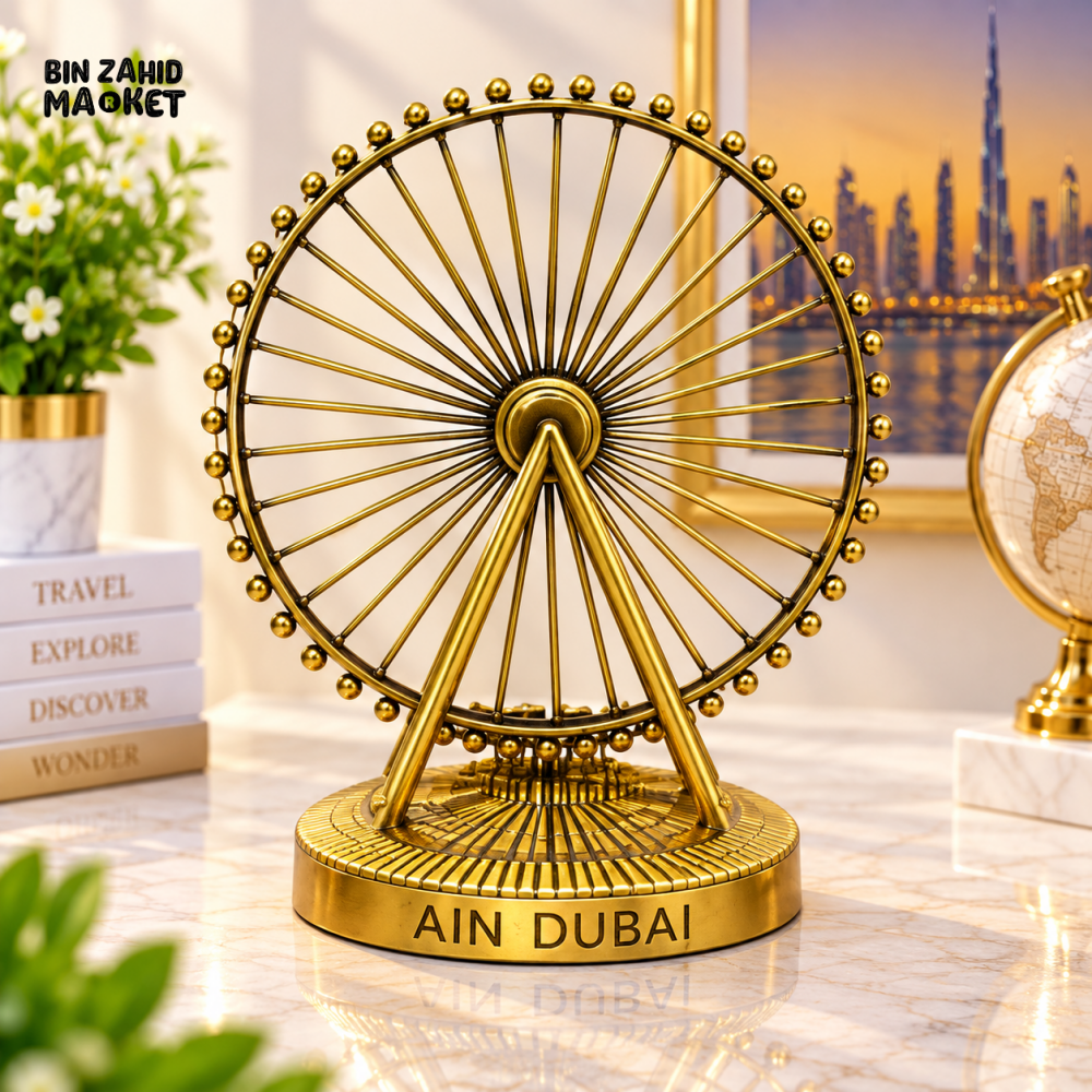 VINTAGE GOLDEN AIN DUBAI FERRIS WHEEL TABLETOP DECORATIVE ORNAMENT