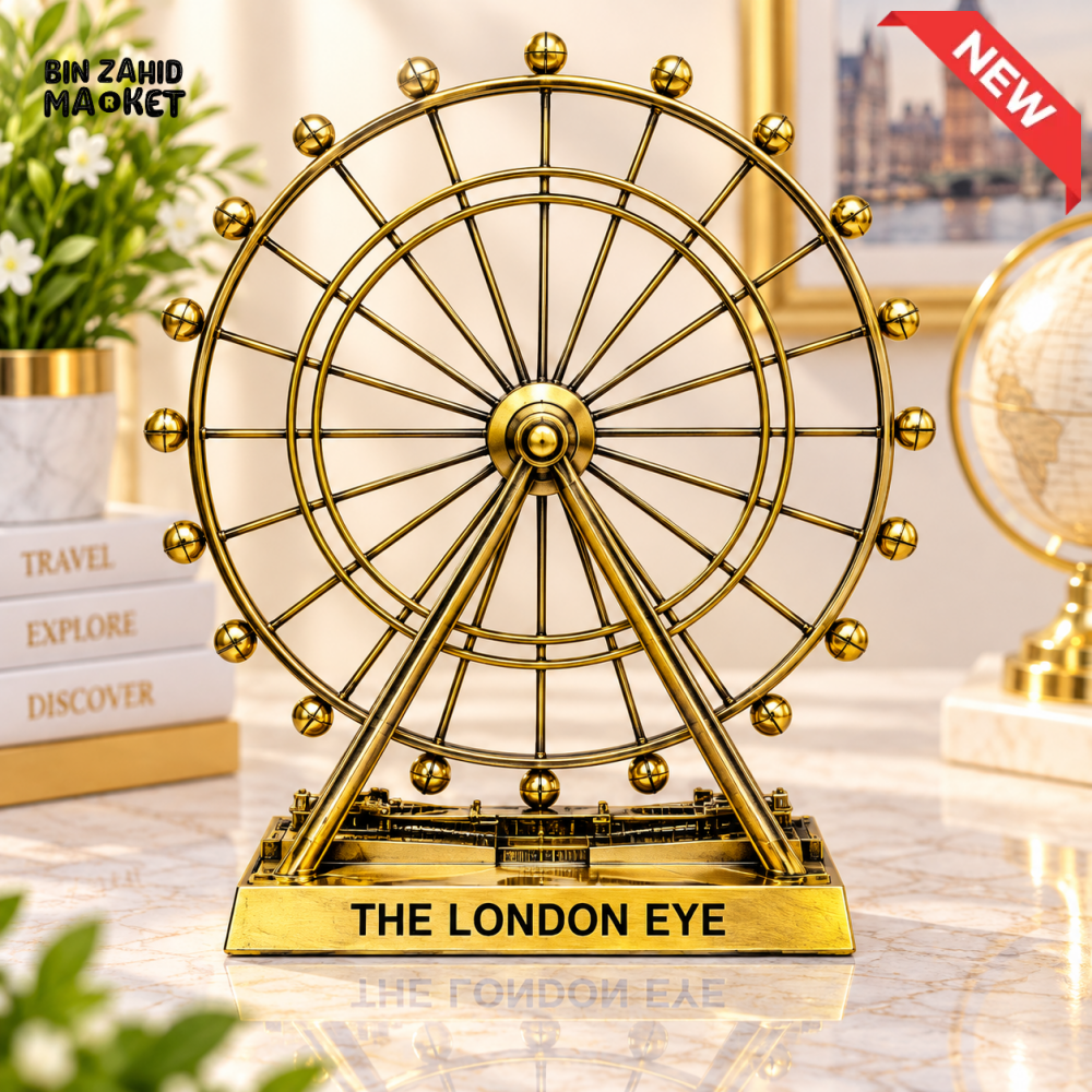 VINTAGE GOLDEN LONDON EYE METAL TABLETOP DECORATIVE ORNAMENT