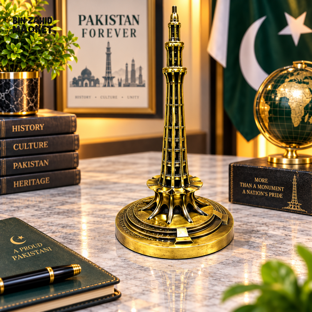 VINTAGE GOLDEN MINAR-E-PAKISTAN METAL TABLETOP ORNAMENT