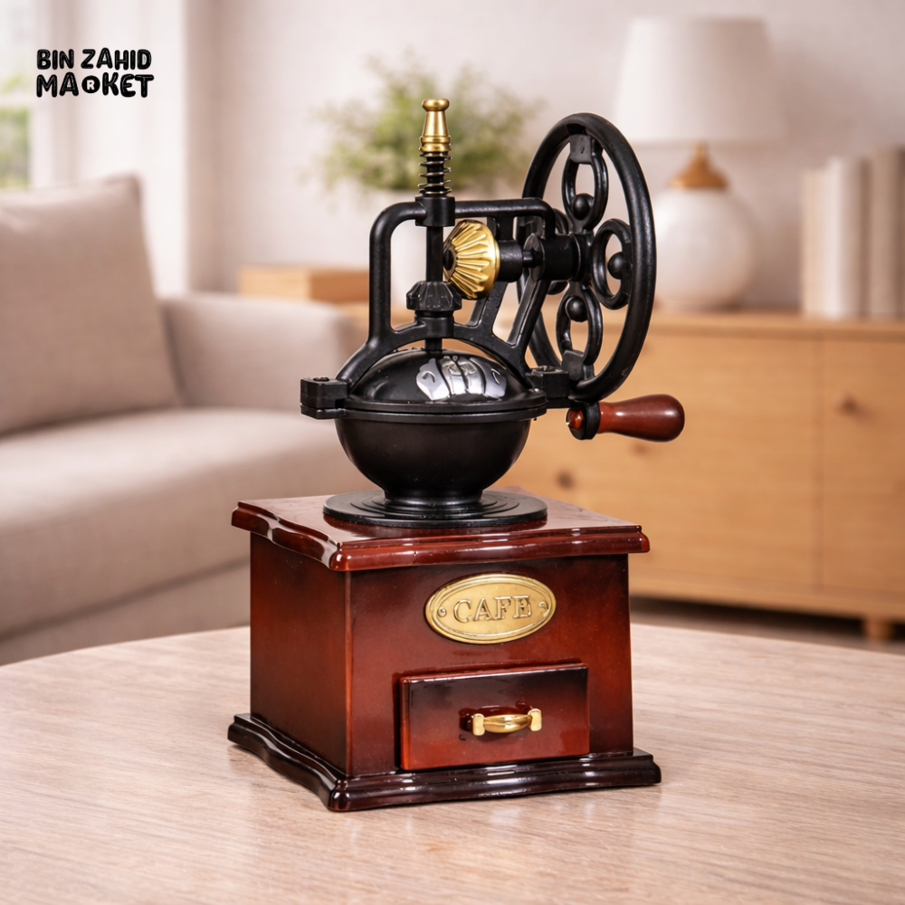 VINTAGE RETRO MUSIC BOX – HAND-CRANK WIND-UP MECHANISM DECOR PIECE