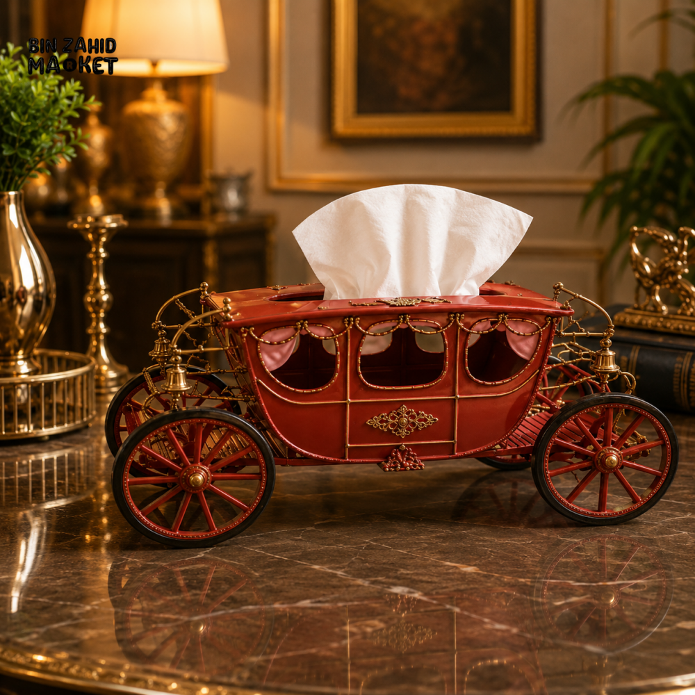 VINTAGE ROYAL CARRIAGE METAL TISSUE BOX HOLDER – LUXURY HOME DÉCOR