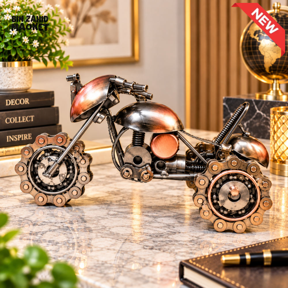 VINTAGE STEAMPUNK METAL MOTORCYCLE DECORATIVE ORNAMENT