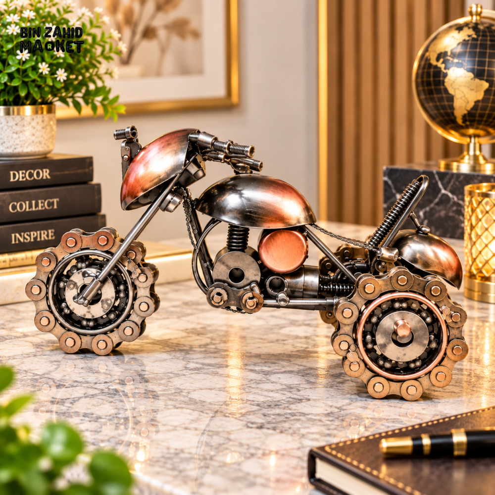 VINTAGE STEAMPUNK METAL MOTORCYCLE DECORATIVE ORNAMENT