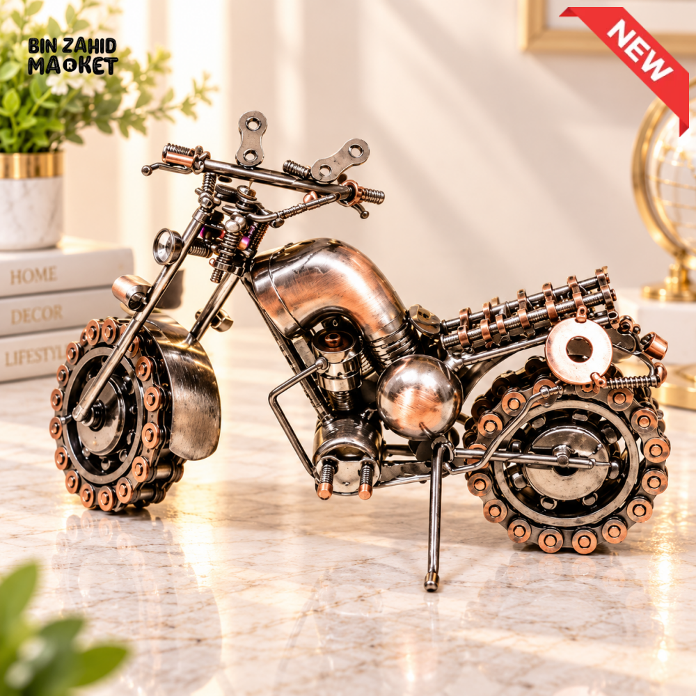 VINTAGE STEAMPUNK METAL MOTORCYCLE TABLETOP DECORATIVE ORNAMENT