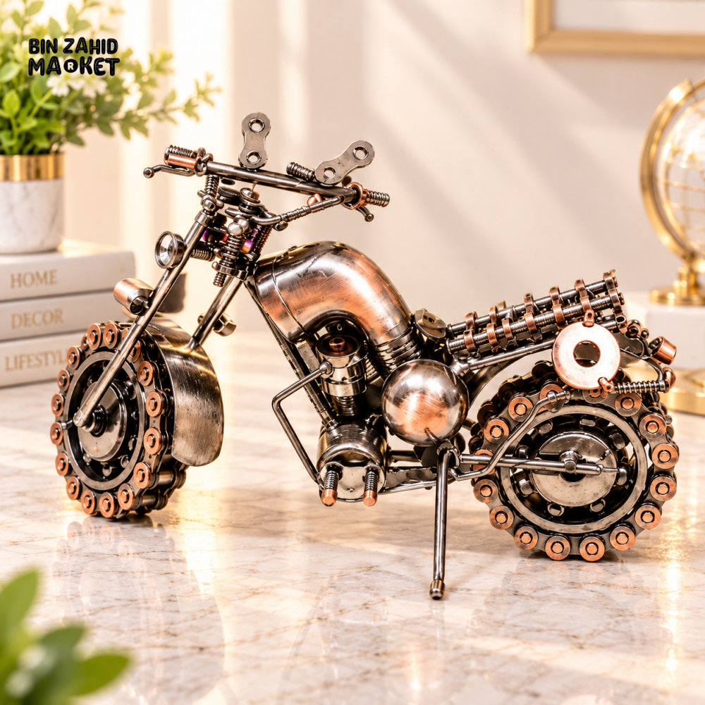VINTAGE STEAMPUNK METAL MOTORCYCLE TABLETOP DECORATIVE ORNAMENT