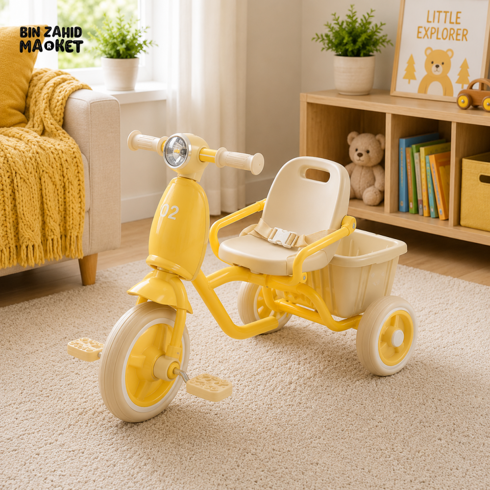 VINTAGE STYLE KIDS SCOOTER TRICYCLE - YELLOW