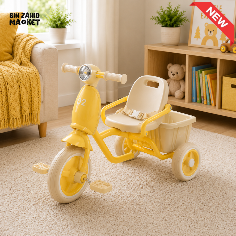 VINTAGE STYLE KIDS SCOOTER TRICYCLE - YELLOW