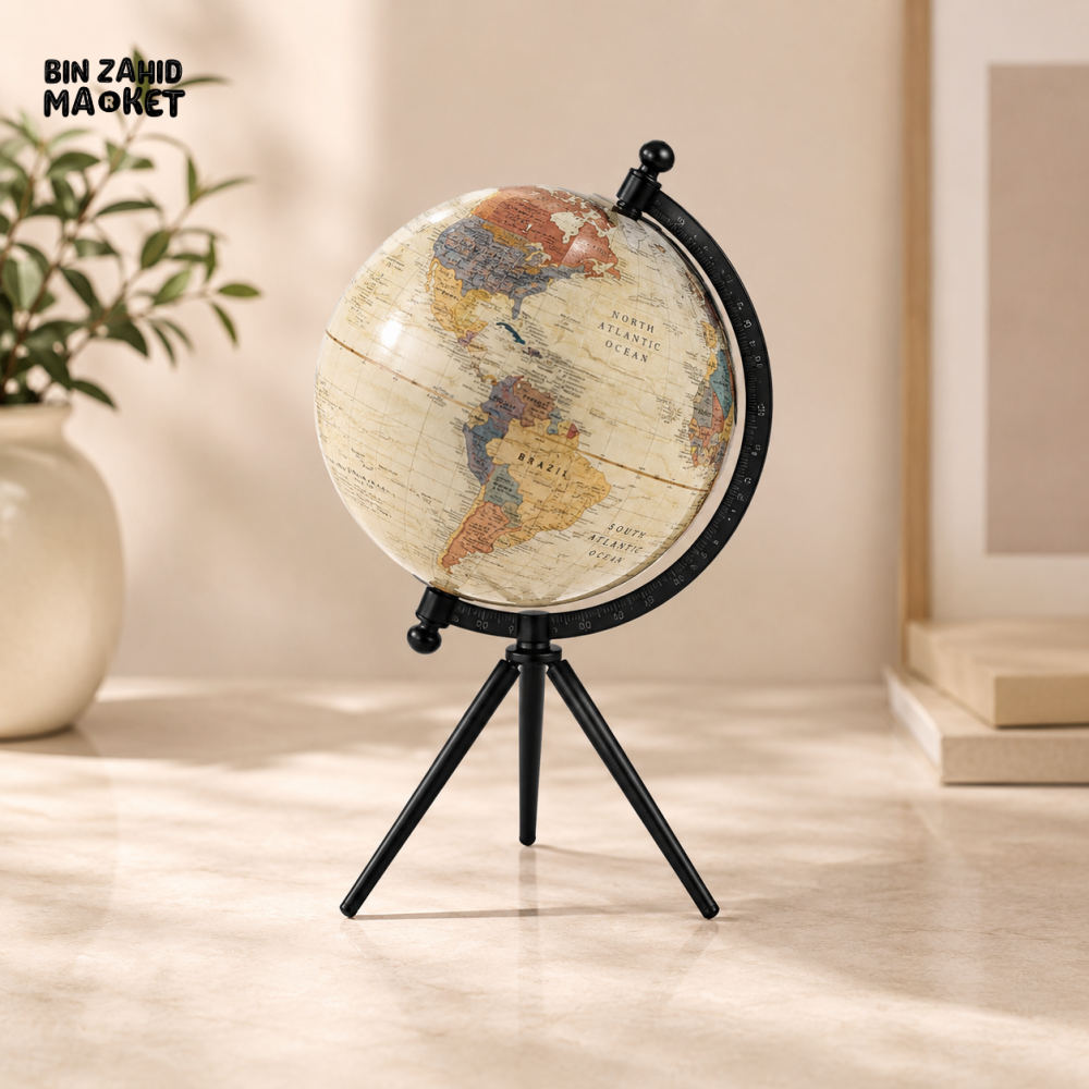 VINTAGE WORLD GLOBE WITH TRIPOD STAND