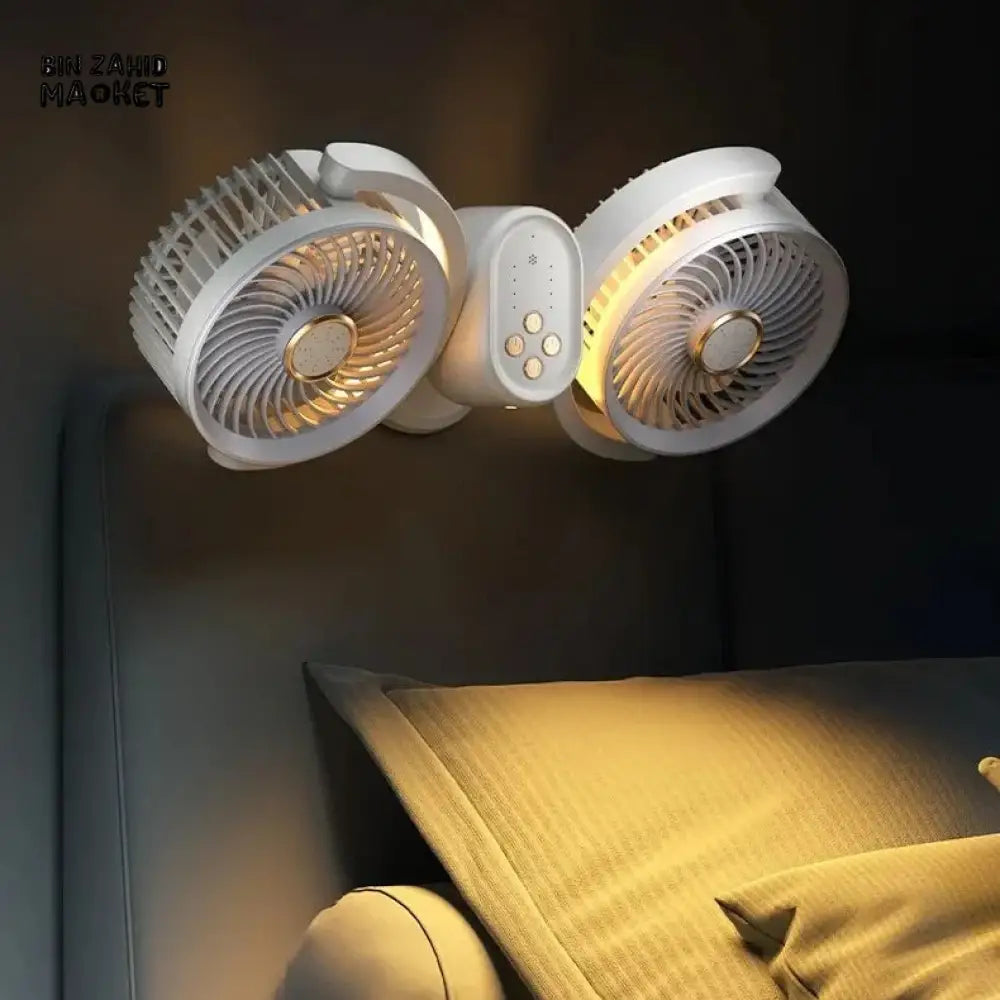VOICE-CONTROLLED USB DUAL-HEAD FAN WITH LIGHT & TIMER