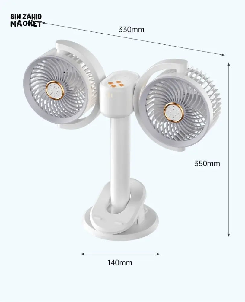 VOICE-CONTROLLED USB DUAL-HEAD FAN WITH LIGHT & TIMER