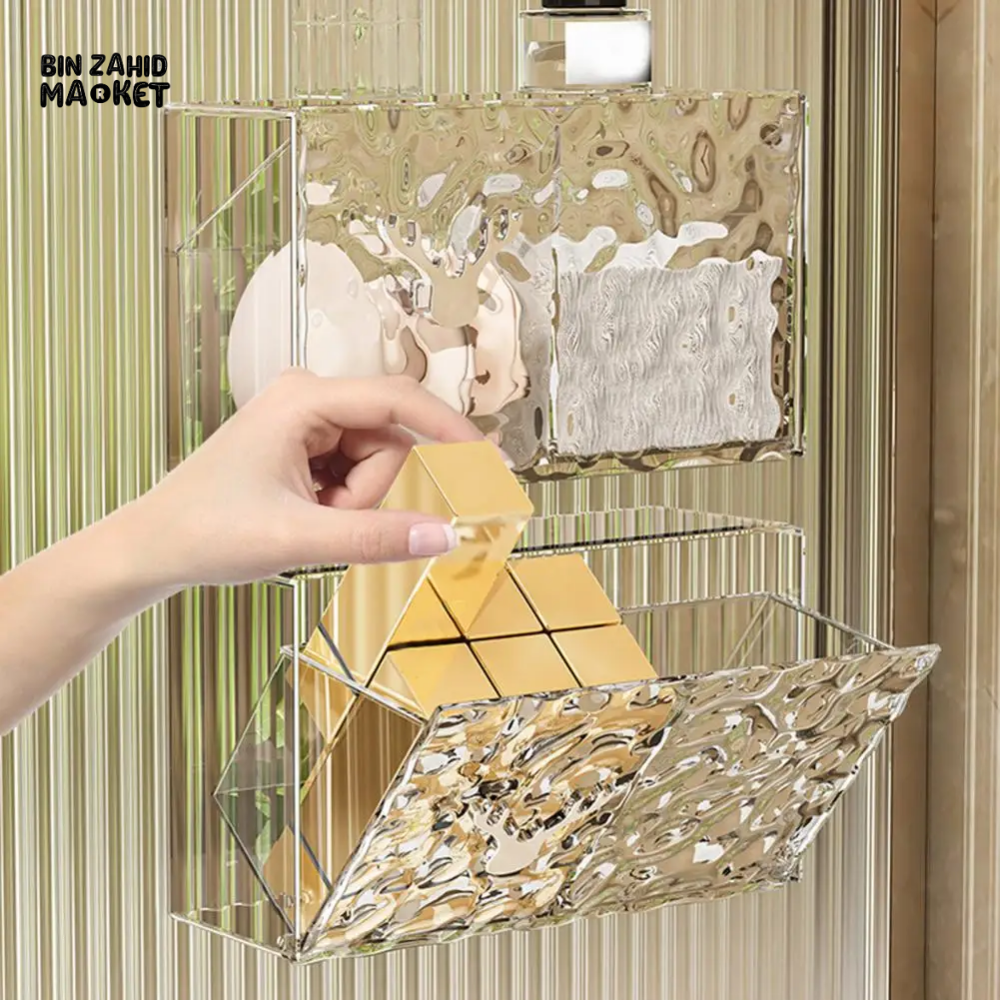 WALL MOUNTED ACRYLIC COTTON PAD STORAGE BOX