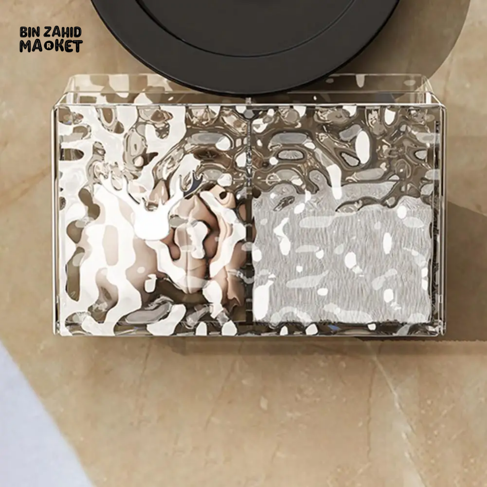 WALL MOUNTED ACRYLIC COTTON PAD STORAGE BOX