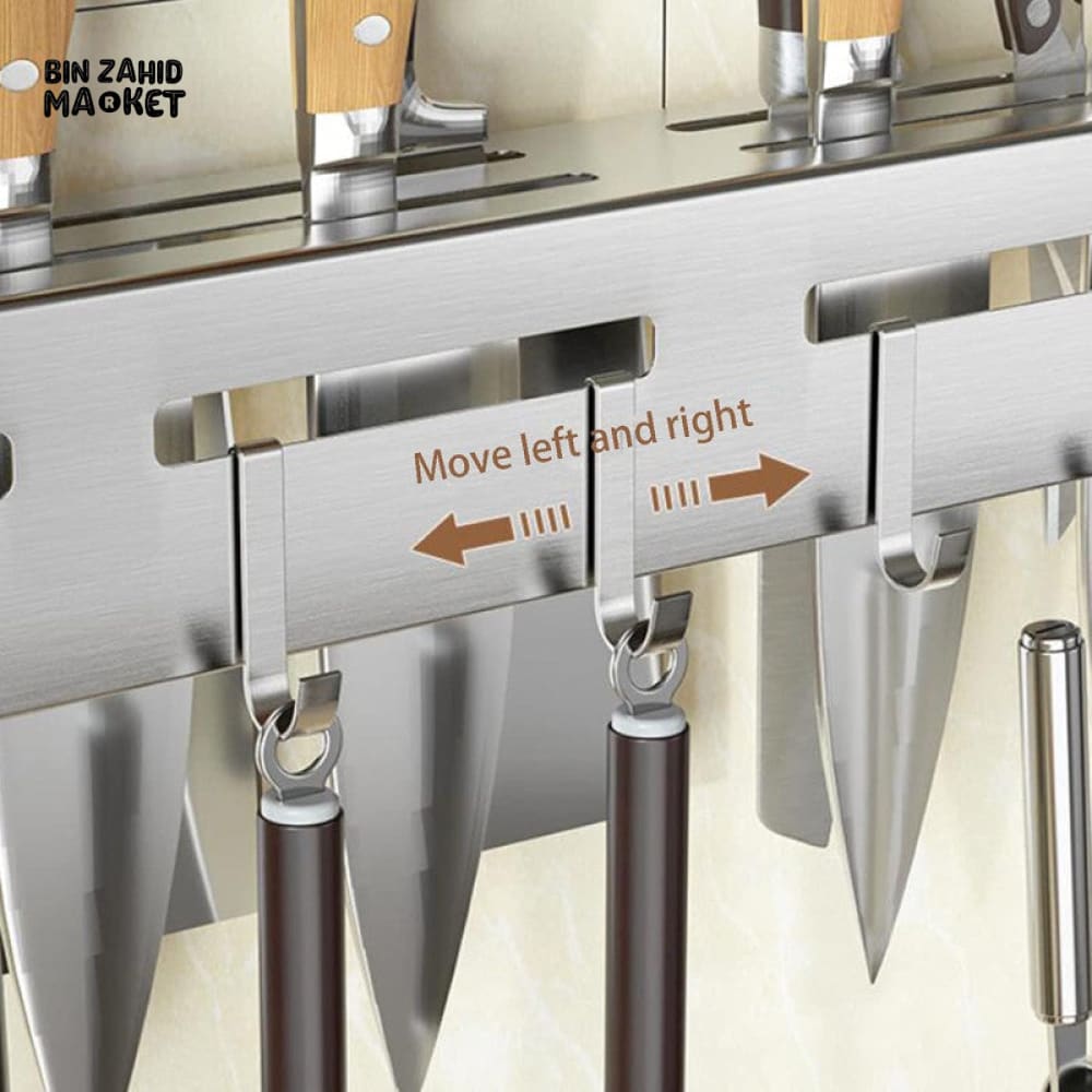 WALL-MOUNTED KITCHEN STORAGE RACK – ALUMINUM SPICE & UTENSIL ORGANIZER HOLDER